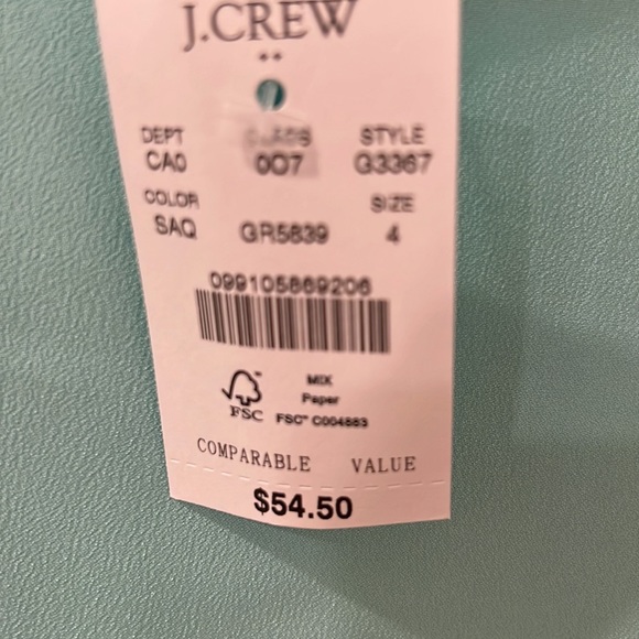 NWT J.Crew Scalloped Cami Top Aqua - Picture 2 of 3